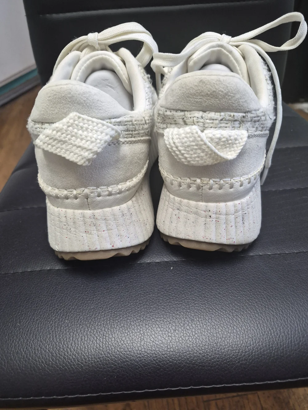 Woven Platform Sneakers in Off-White